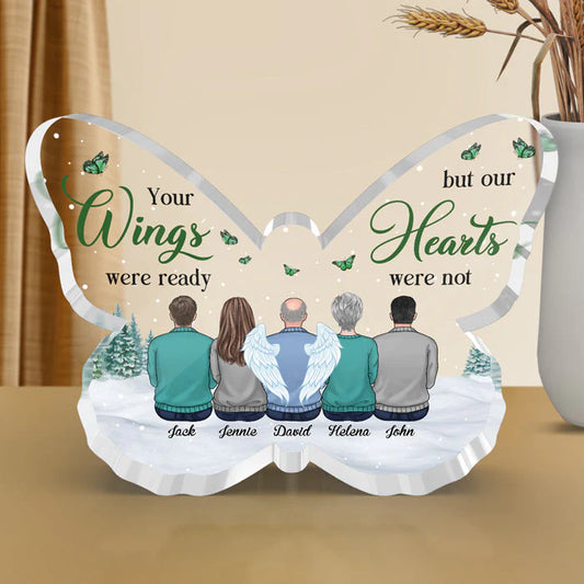 MEMORIAL PERSONALIZED CUSTOM BUTTERFLY SHAPED ACRYLIC PLAQUE - GIFT FOR FAMILY MEMBERS